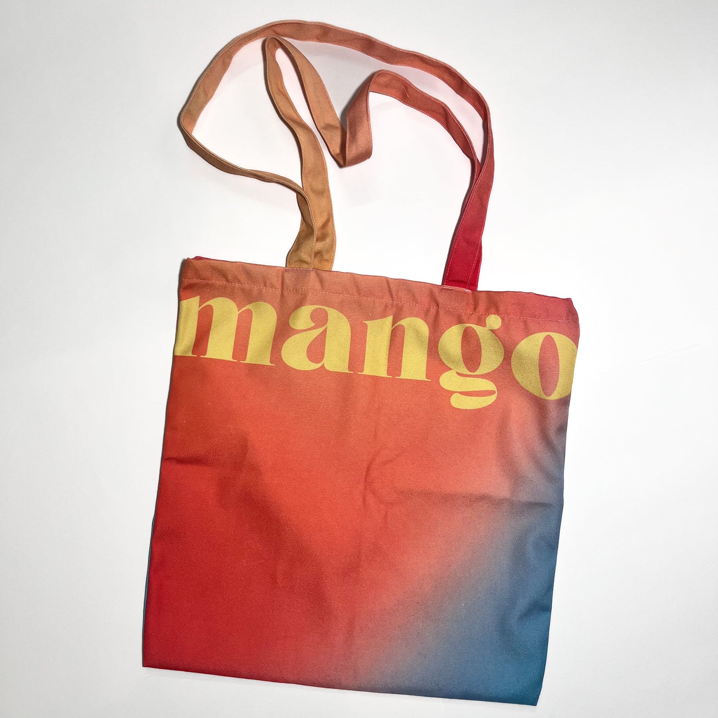 Trendy Mango-Themed Pastel Gradient Tote Bag – Eco-Friendly Cotton Canvas Bag for Daily Use