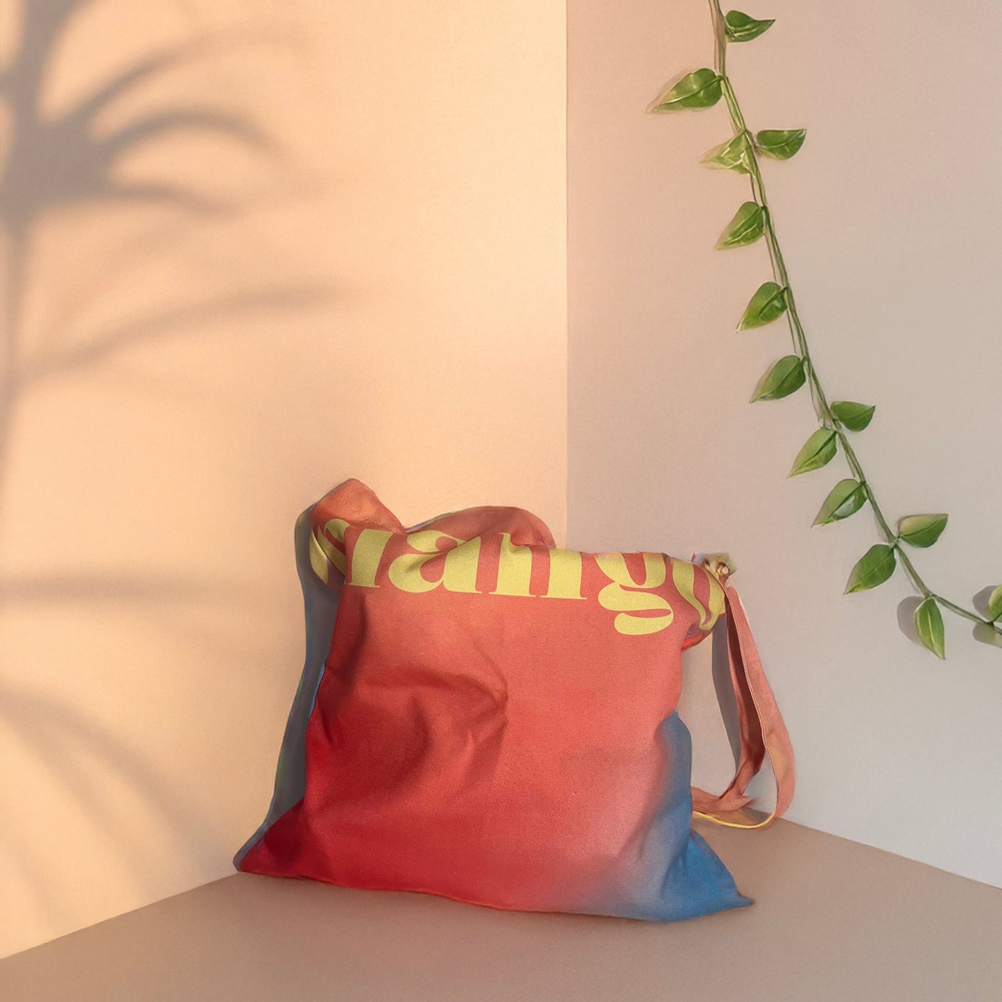 Trendy Mango-Themed Pastel Gradient Tote Bag – Eco-Friendly Cotton Canvas Bag for Daily Use