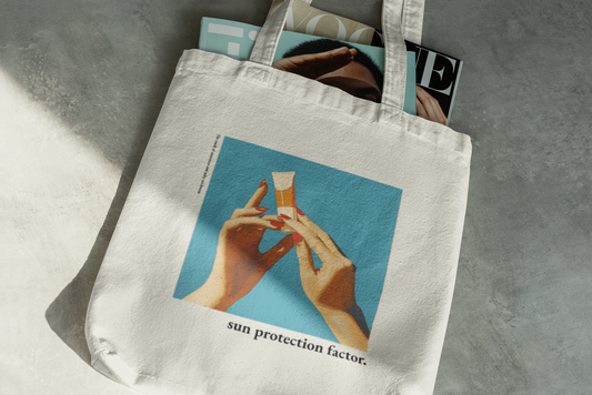 Sun Protection Factor Tote Bag – Chic Sunscreen Illustration Design